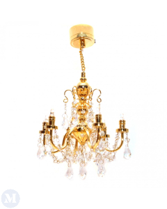 LT7517WW Crystal 6 arm Chandelier - Warm White Battery Lights