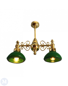 LT6063G - 2 Down Arm Green Shade Chandelier