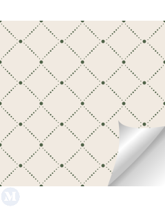 Light Beige Wallpaper with Forest Green Diamond dots