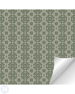 Pearl Grey Flooring/Wallpaper with Forest Green Damask Pattern
