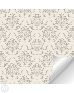 Light Beige Wallpaper with Pearl Grey Damask Pattern