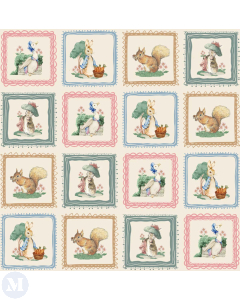 Rabbit and Friends Print on Cream Wallpaper