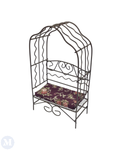 Brown Metal Bench with Rose Arch
