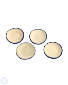 Four White Porcelain Plates with Blue Rim (Discontinued)
