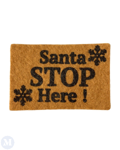 Santa Stop Here Brown Door Mat