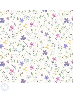 Pastel Florals on White Wallpaper
