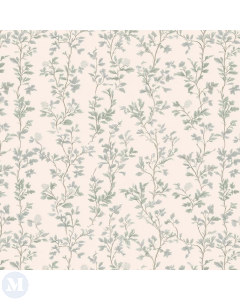 Cloud Cream Wallpaper with Hazy Blue Whimsical Floral Print