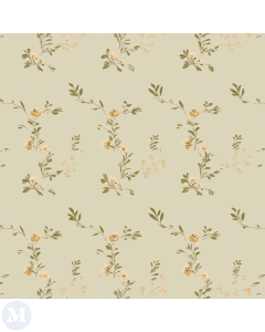 Herbal Green Wallpaper with Honey Mustard Flowers