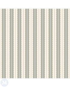 Cloud Cream Wallpaper with Hazy Blue Scallop Stripe